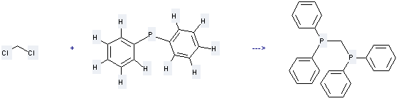 Methylenebis(diphenylphosphine) can be prepared by diphenylphosphane and dichloromethane